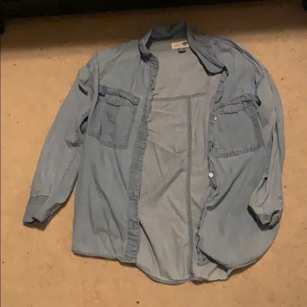 Faux Denim Button Down
